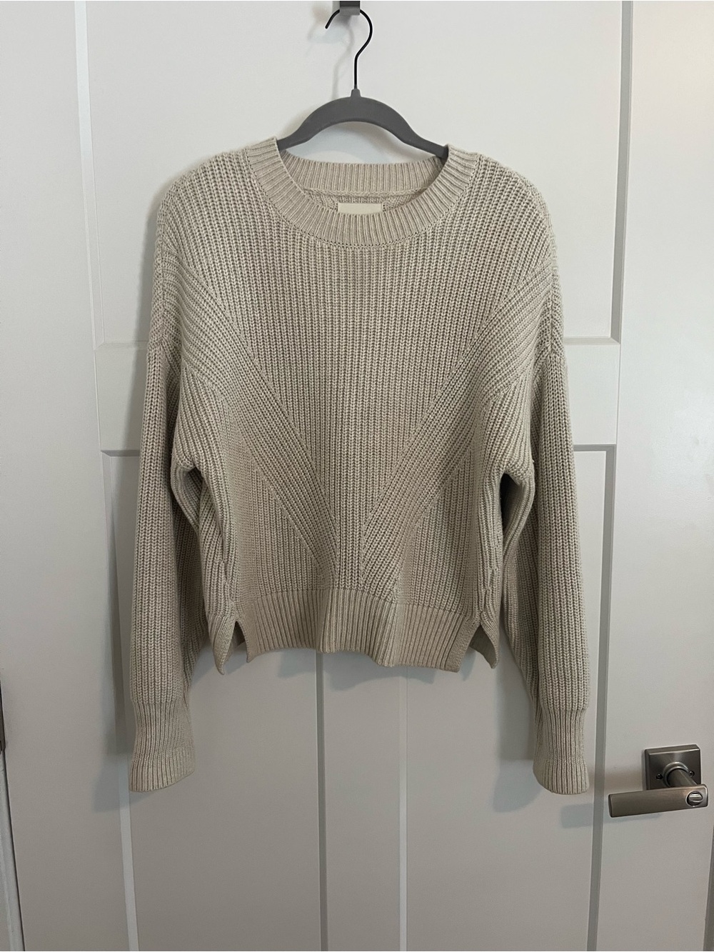 A&F Women’s Cream Ribbed Crewneck Sweater